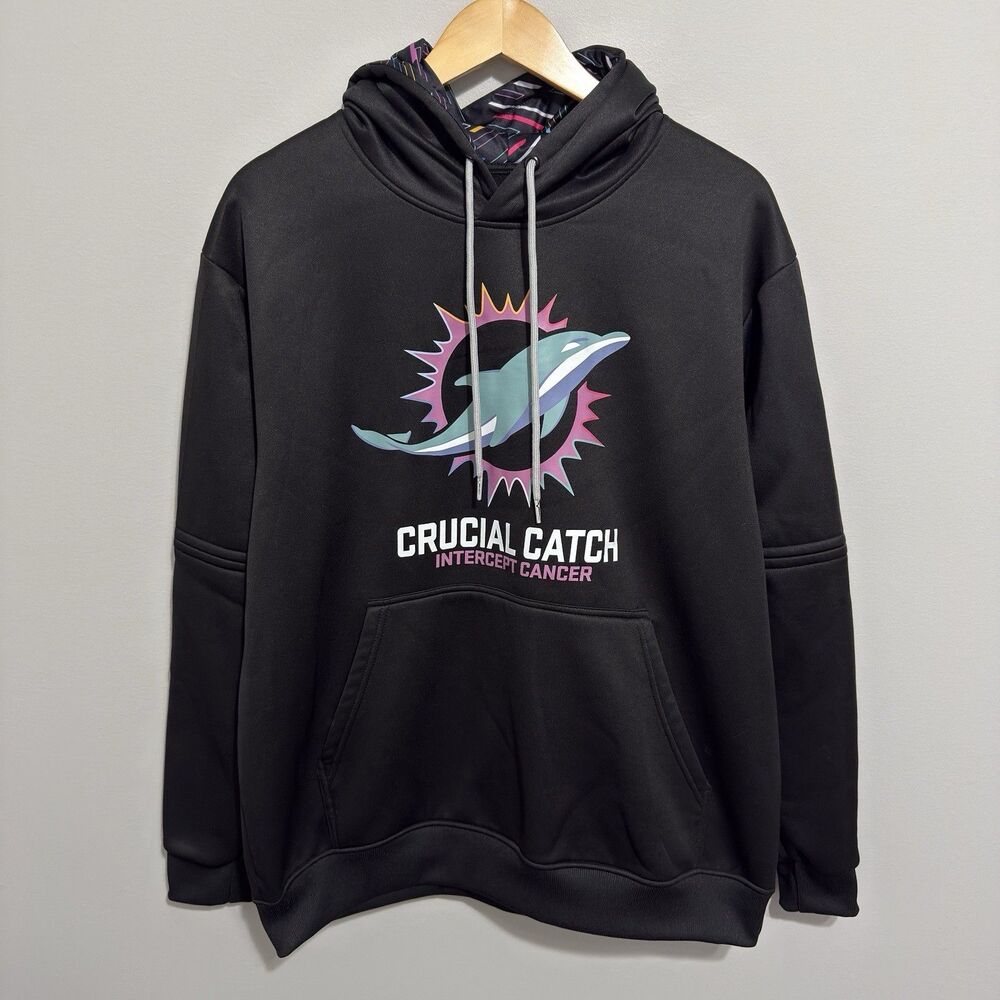 Miami Dolphins Hoodie XL Crucial Catch Intercept Cancer Staff Issue